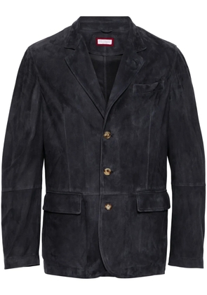 Brunello Cucinelli single-breasted suede blazer - Blue
