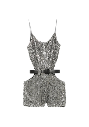 Vestiaire d'un Oiseau Libre sequin-embellished cut-out jumpsuit - Silver