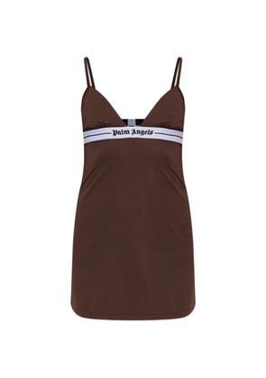 Palm Angels logo-tape slip mini dress - Brown