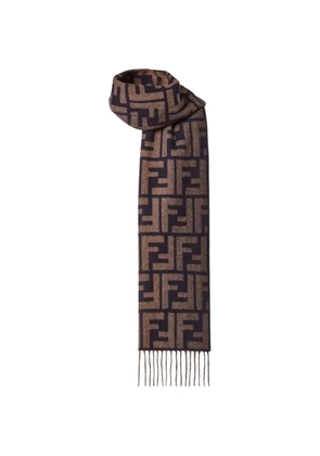 FENDI FF logo fringed scarf - Brown