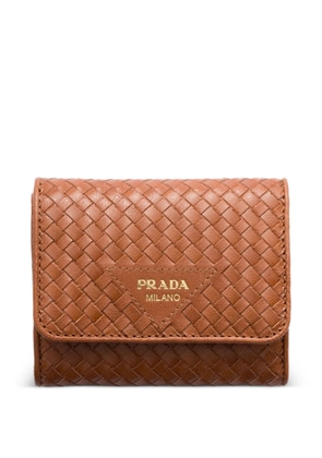 Prada small woven madras leather wallet - Neutrals