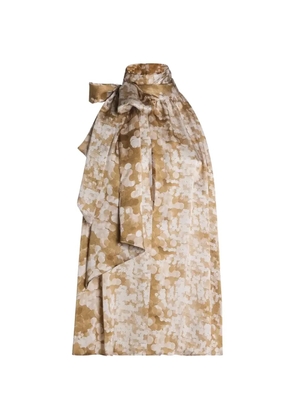 Collini Milano Meg abstract-print pussy-bow blouse - Gold