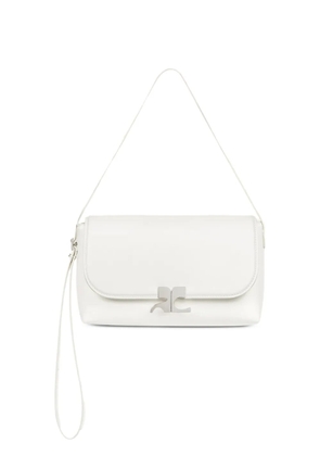 Courrèges logo-plaque leather shoulder bag - White