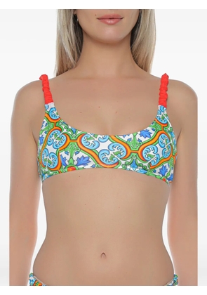 MC2 Saint Barth Diamond majolica-print bikini top - White