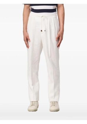 Brunello Cucinelli drawstring linen trousers - White
