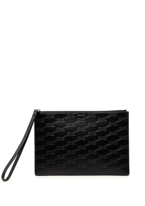 Balenciaga Pre-Owned 2010 BB Monogram Embossed Leather Wristlet clutch bag - Black