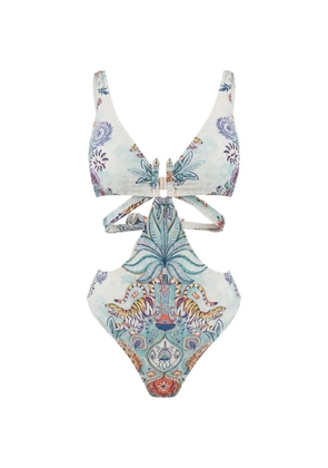 Just Cavalli tiger-print cut-out swimsuit - Blue