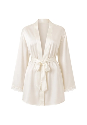 GUESS USA lace-trim dressing gown - Neutrals