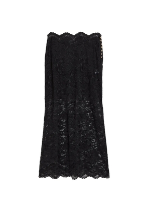 Rabanne lace-overlay button-detail midi skirt - Black