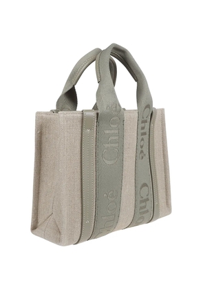 Chloé small Woody logo-webbing tote bag - Neutrals