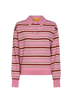 Guest In Residence striped cashmere polo shirt - Pink