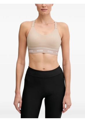 GUESS USA logo-underband cross-back bra - Neutrals