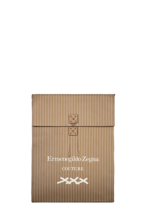 Zegna pinstripe-print leather tote bag - Brown