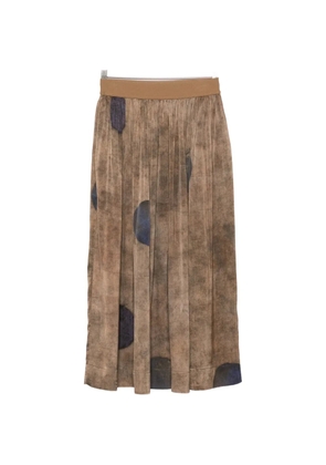 Uma Wang polka-dot pleated midi skirt - Brown