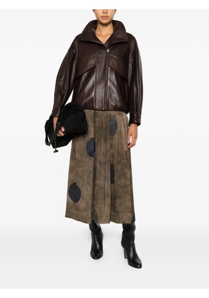 Uma Wang polka-dot pleated midi skirt - Brown