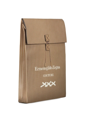 Zegna pinstripe-print leather tote bag - Brown