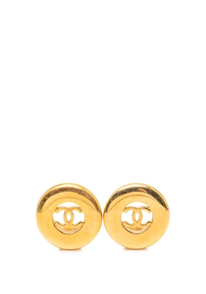 CHANEL Pre-Owned 1997 CC Gold Plated Round Clip On Earrings costume earrings