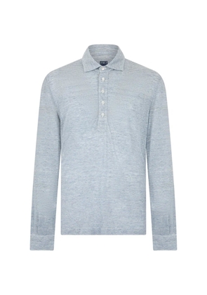 Fedeli striped long-sleeve polo shirt - Blue