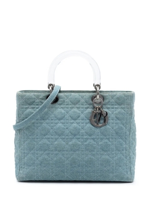 Christian Dior Pre-Owned 1999 Large Denim Cannage Acrylic Handles Lady Dior satchel - Blue