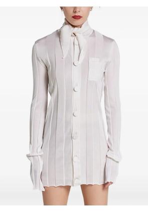 ROT ribbed tie-collar shirt - Neutrals