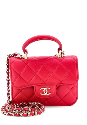 CHANEL Pre-Owned Top Handle Flap Coin Purse with Chain Quilted Lambskin crossbody bag - Pink