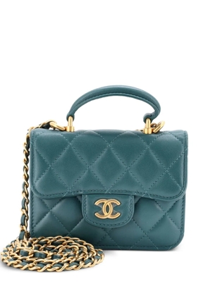 CHANEL Pre-Owned Top Handle Flap Coin Purse with Chain Quilted Lambskin crossbody bag - Green