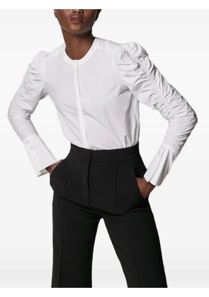 Another Tomorrow shirred-sleeve poplin blouse - White