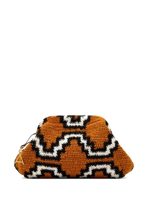 AMONG Bilum geometric-pattern crochet clutch bag - Brown