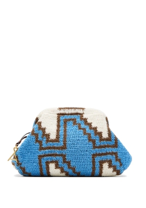 AMONG Bilum geometric-pattern crochet clutch bag - Blue