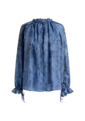 ETRO silk jacquard shirt with fil coupé floral motif - Blue
