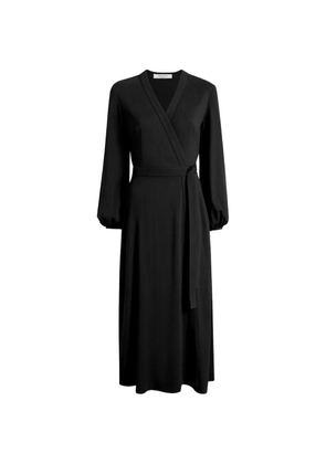 Another Tomorrow wrap-detail midi dress - Black