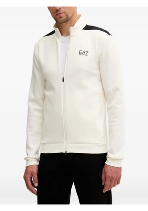 Ea7 Emporio Armani logo-print zip-up sweatshirt - Neutrals