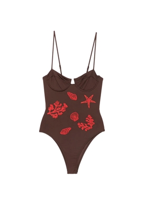 MC2 Saint Barth bead-embellished underwired swimsuit - Brown