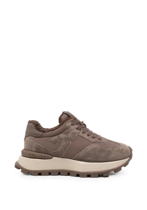SERGIO MORETTI FIRENZE shearling-lined panelled sneakers - Brown