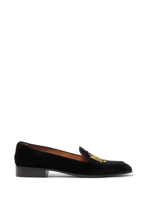 Stella McCartney logo-embroidered velvet loafers - Black