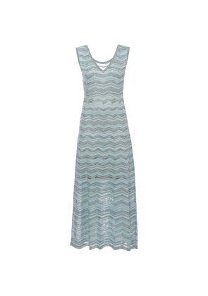 D.Exterior chevron-knit sleeveless maxi dress - Blue