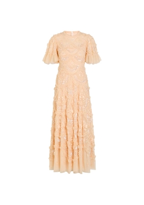 Needle & Thread Carmen sequin-embellished ruffled dress - Neutrals