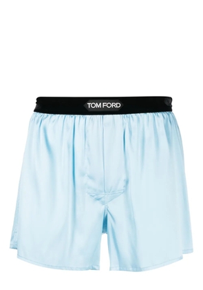 TOM FORD logo-waist silk boxers - Blue