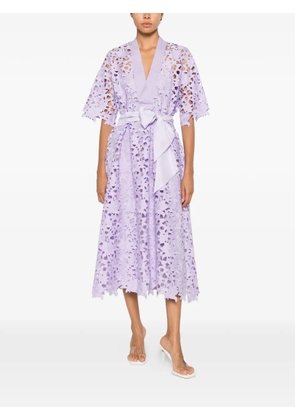 PSOPHIA guipure-lace belted midi dress - Purple