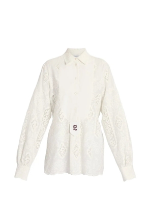 ERDEM embroidered cotton-voile blouse - Neutrals