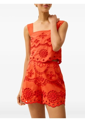Marie Oliver Payton eyelet-embroidered top - Orange