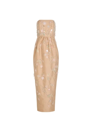 Bernadette Lena floral-embroidered midi dress - Neutrals