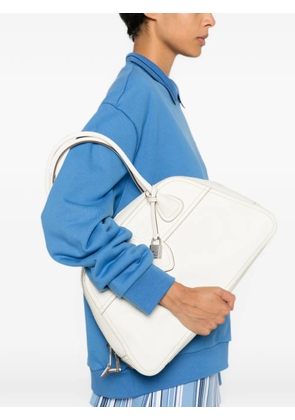 Miu Miu logo-embossed leather shoulder bag - White