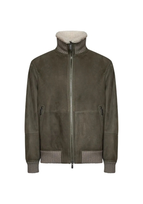 Brunello Cucinelli shearling-lined ribbed-knit jacket - Green