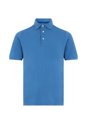 Fedeli short-sleeve cotton polo shirt - Blue