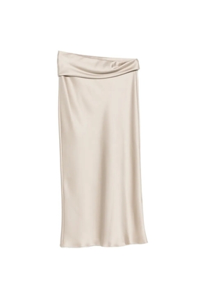 Patrizia Pepe satin-finish draped-waist midi skirt - Neutrals