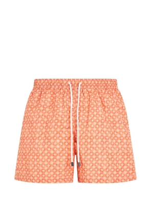 Fedeli patterned drawstring swim shorts - Orange