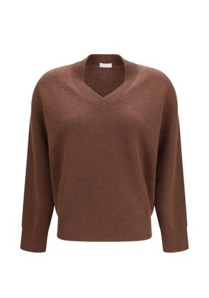 Brunello Cucinelli ribbed-knit V-neck sweater - Brown