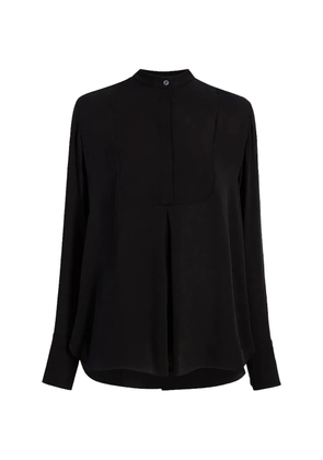 Another Tomorrow tuxedo pleated blouse - Black