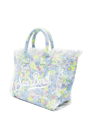 MC2 Saint Barth Vanity floral-print frayed cotton tote bag - Blue